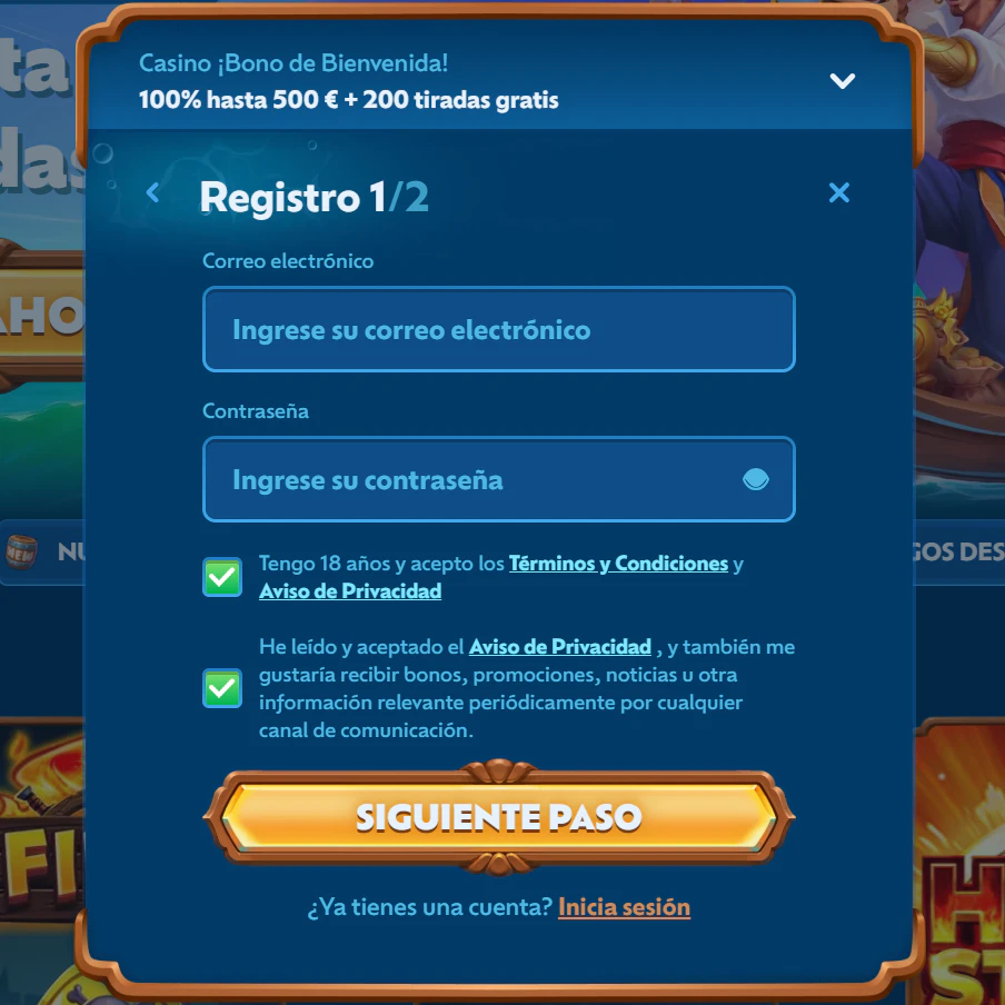 Registro e inicio de sesión en Winbay